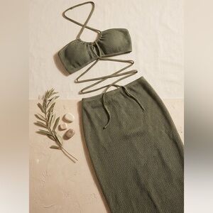 Fashion Nova Vacation Fishnet Top and Skirt Set